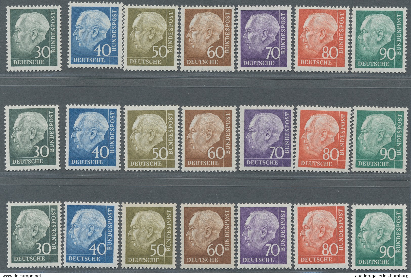 Bundesrepublik Deutschland: 1956, Heuss II, 11 Kpl. Postfrische Sätze, Zusätzlich Noch 9 Mal Höchstw - Cartas & Documentos
