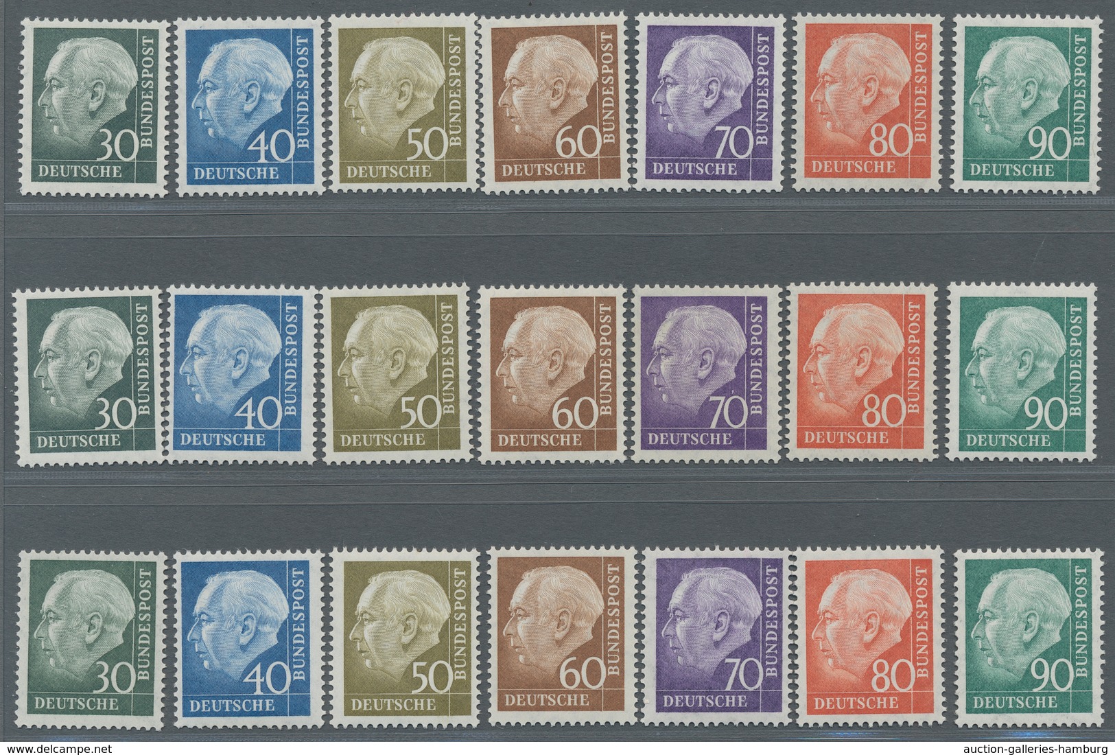 Bundesrepublik Deutschland: 1956, Heuss II, 11 Kpl. Postfrische Sätze, Zusätzlich Noch 9 Mal Höchstw - Cartas & Documentos