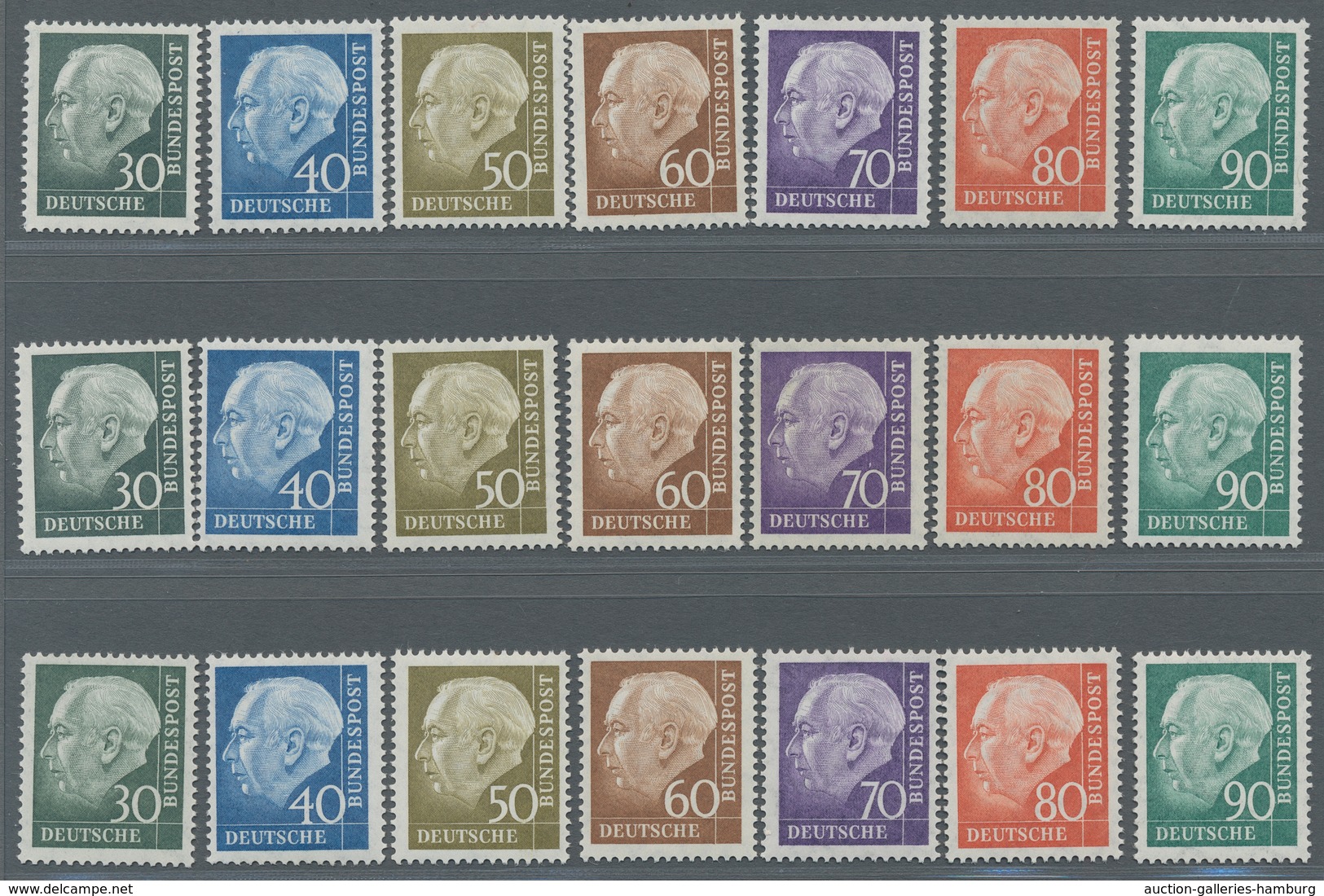 Bundesrepublik Deutschland: 1956, Heuss II, 11 Kpl. Postfrische Sätze, Zusätzlich Noch 9 Mal Höchstw - Covers & Documents