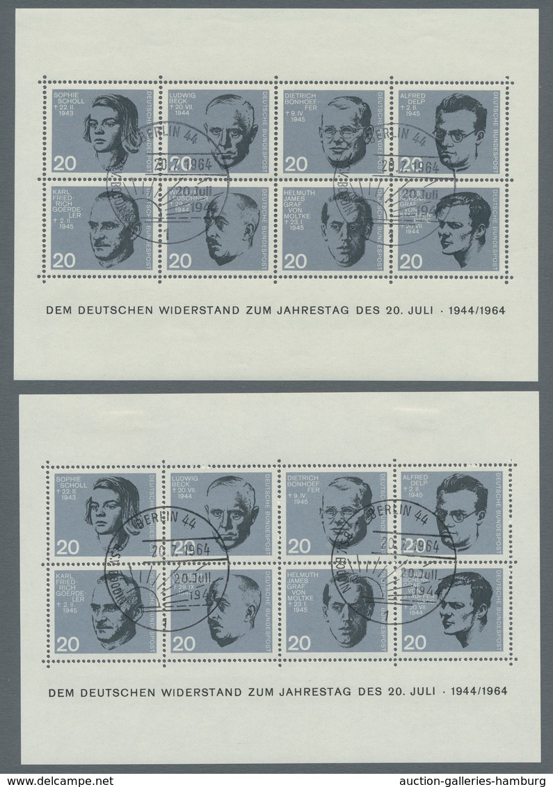 Bundesrepublik Deutschland: 1964, "20. Juli"-Block, Zehn Tadellose Blocks Mit Seltenerem ESST Berlin - Covers & Documents