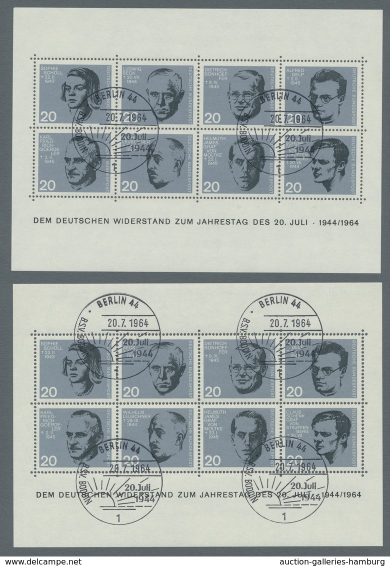 Bundesrepublik Deutschland: 1964, "20. Juli"-Block, Zehn Tadellose Blocks Mit Seltenerem ESST Berlin - Covers & Documents