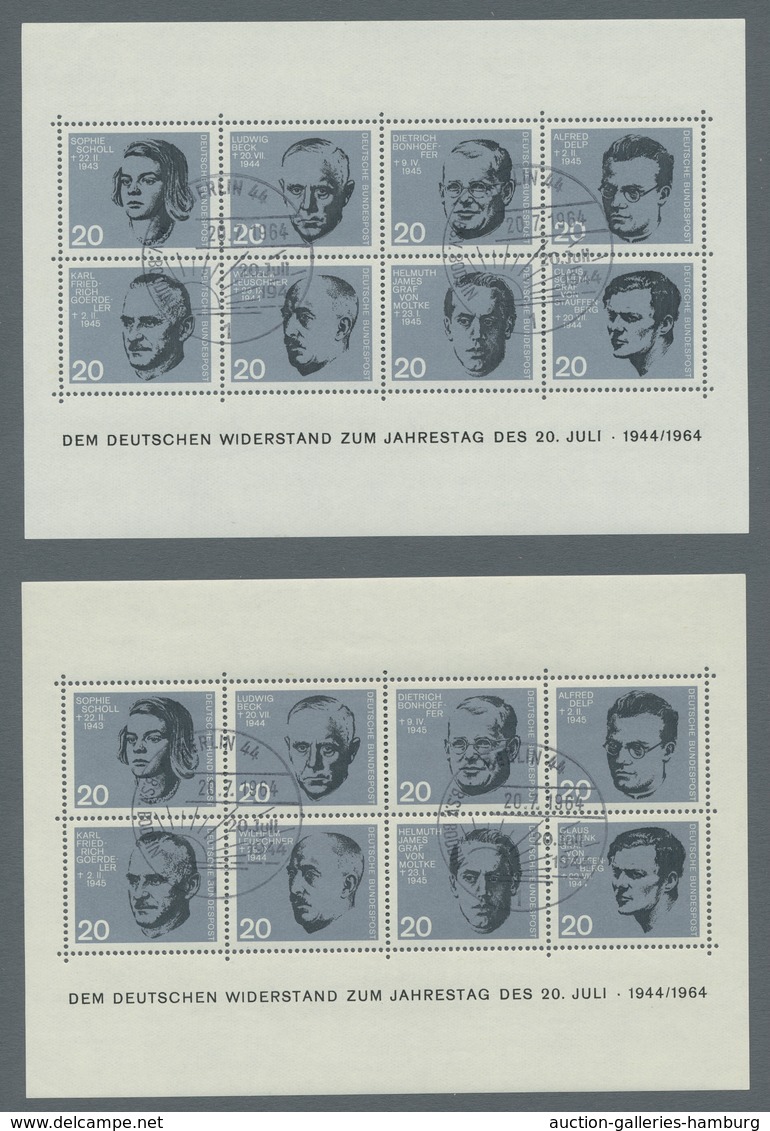 Bundesrepublik Deutschland: 1964, "20. Juli"-Block, Zehn Tadellose Blocks Mit Seltenerem ESST Berlin - Covers & Documents