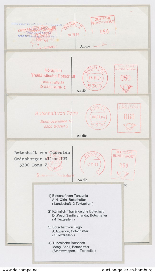Bundesrepublik Deutschland: 1983-1984, Sammlung Von 40 Verschiedenen Absenderfreistempel Von 40 Vers - Covers & Documents