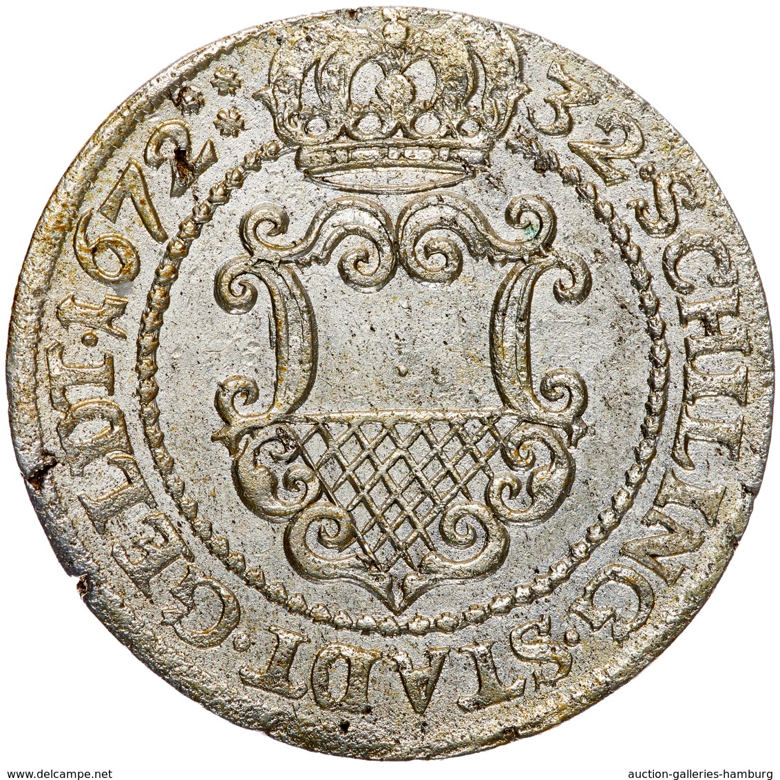 Lübeck: 1672, 32 Schilling-Silbermünze Des "Stadtgeldes" In Sehr Schöner Bis Vorzüglicher Erhaltung - Altri & Non Classificati