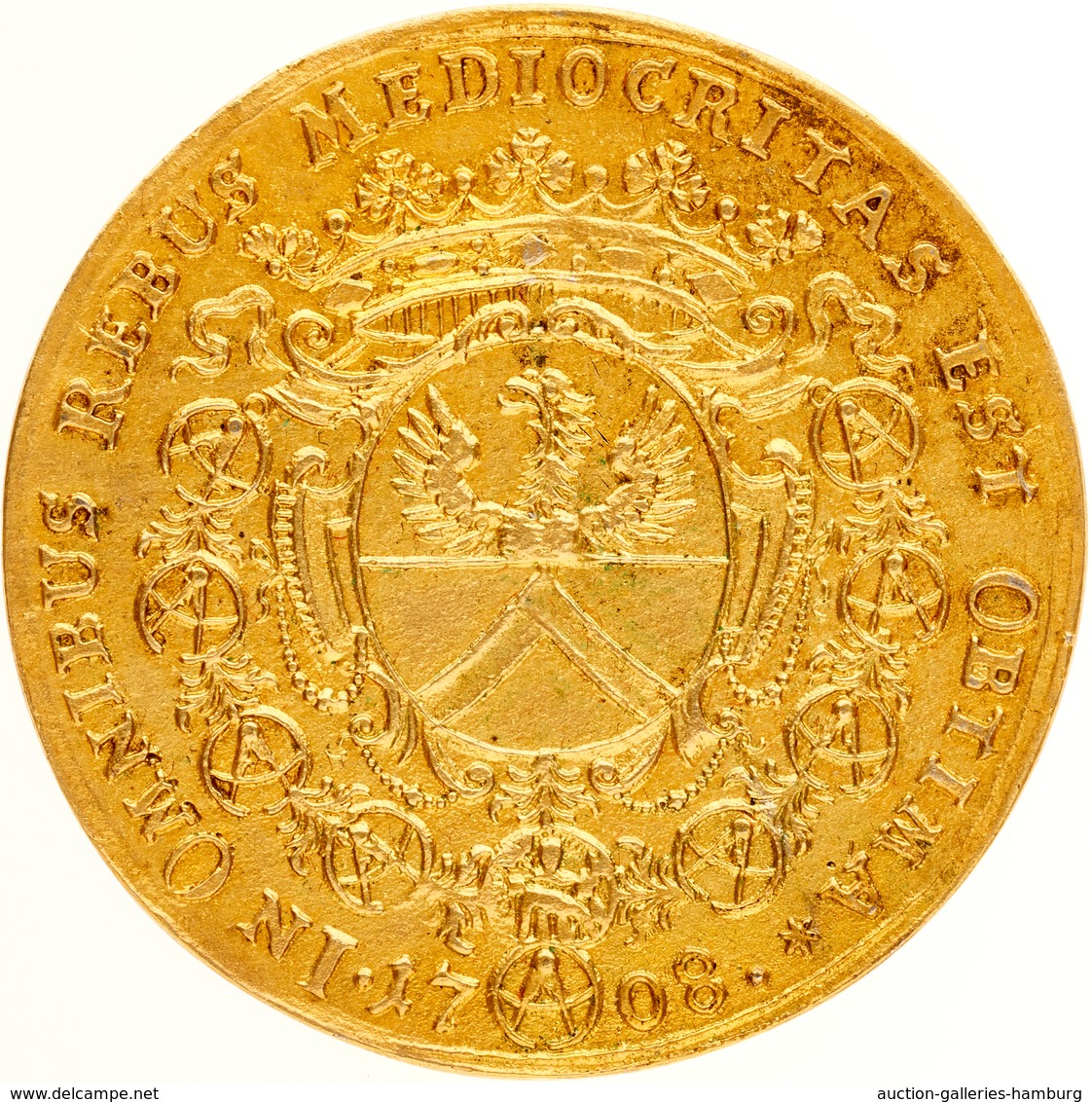 Lübeck: 1708, Vergoldete Silbermedaille Mit Text "Thomas A. Wickede Consul Lubec" Und Kopfbild Desse - Otros & Sin Clasificación