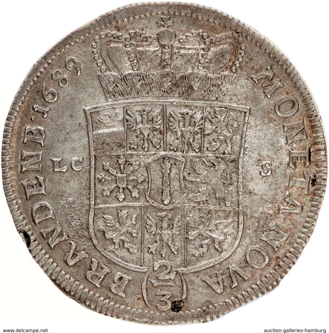 Preußen: BRANDENBURG-PREUSSEN; 1689, "Friedrich III." 2/3 Thaler In Sehr Schöner Erhaltung. - Otros & Sin Clasificación