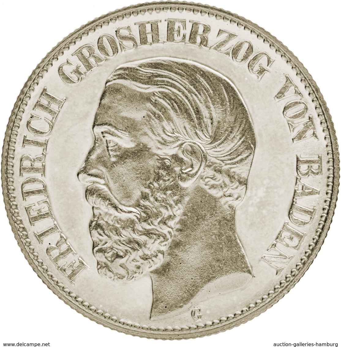 Baden: 1888, "Friedrich I." 2 Mark In Leicht Geputzter Vorzüglicher Erhaltung Fast Polierter Platte. - Taler & Doppeltaler