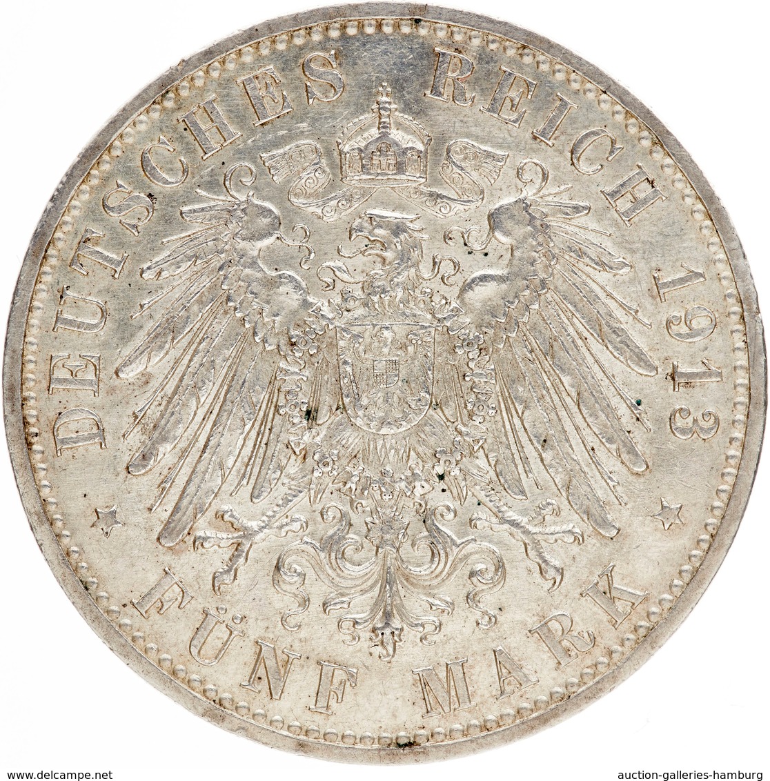 Lübeck: 1913, 5 Mark (Jaeger Nr. 83) In Sehr Schöner Erhaltung. - Taler Et Doppeltaler