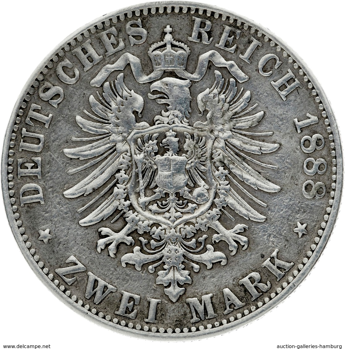 Preußen: 1888, "Wilhelm II." 2 Mark (Jaeger Nr. 100) In Sehr Schöner Erhaltung. - Taler & Doppeltaler