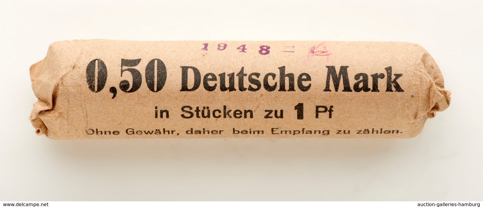 DDR: 1948, 1 Pfennig In Originalrolle Zu 50 Münzen Aus Der Prägestätte A (Jaeger Nr. 1501). Alle Mün - Otros & Sin Clasificación