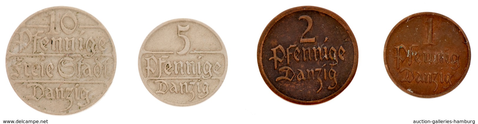 Danzig: 1923-1932, Partie Von 7 Münzen Mit 2 Gulden Von 1932, 1 Gulden Von 1923, 1/2 Gulden Von 1923 - Other & Unclassified