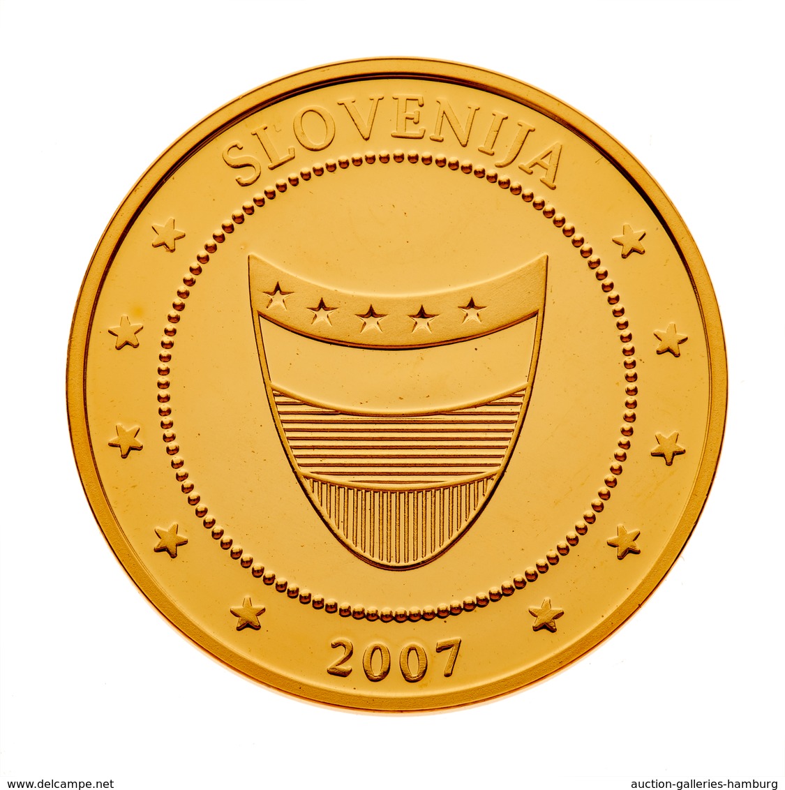 Medaillen Alle Welt: Slowenien, 2007, Medaille Zur Euroeinführung Aus 333er Gold In Polierter Platte - Sin Clasificación
