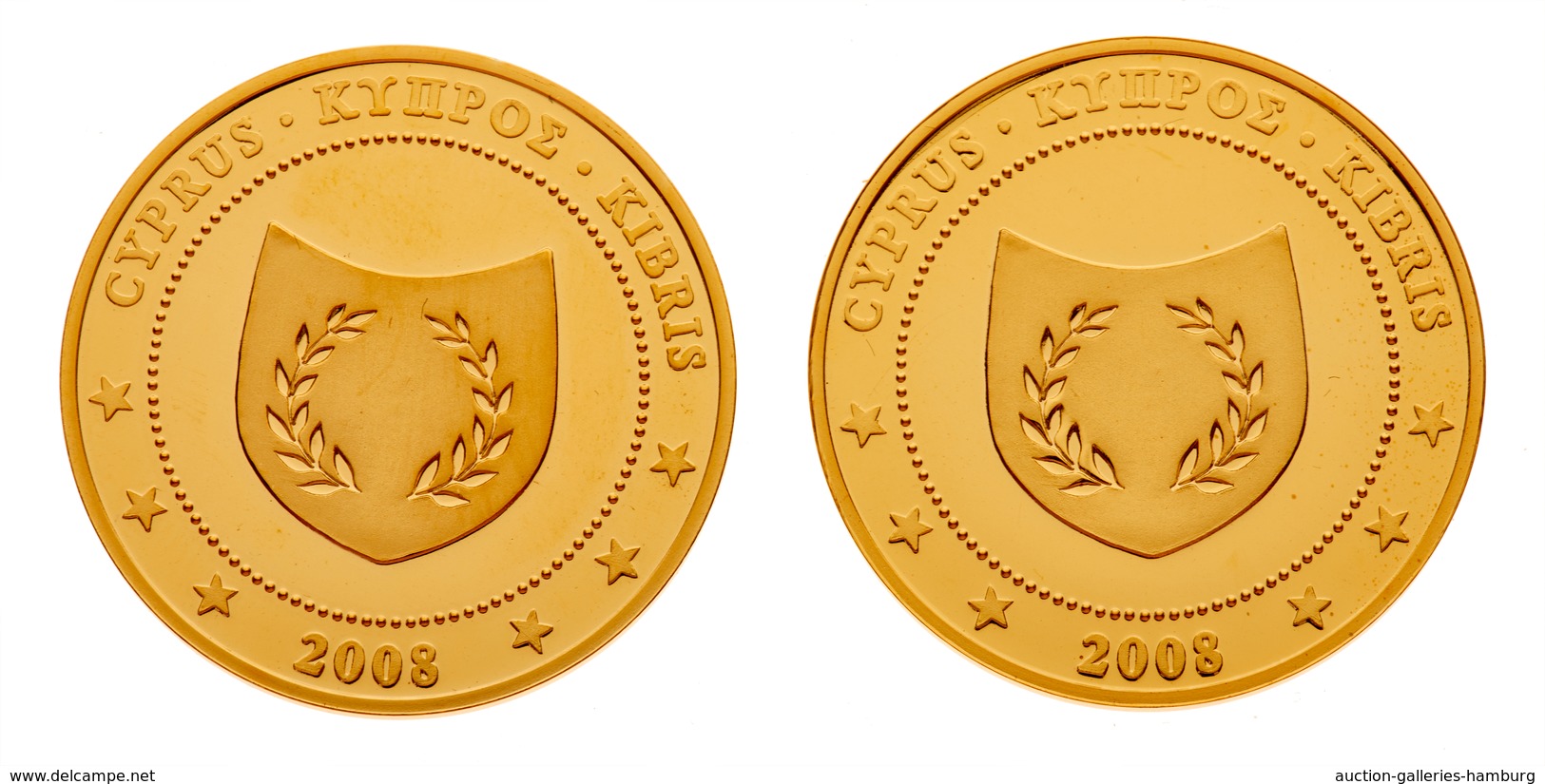 Medaillen Alle Welt: ZYPERN; 2008, 2 Verschiedene Medaillen Zur Euroeinführung Je Aus 333er Gold Und - Sin Clasificación