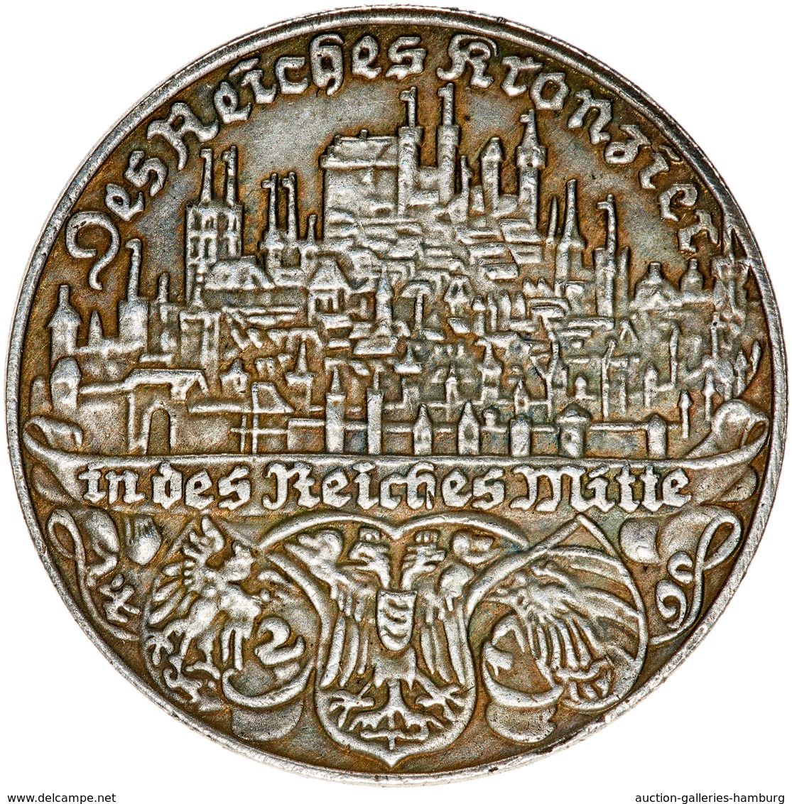 Medaillen Deutschland: 1938, Versilberte Gedenkmedaille Mit Text "Des Reiches Kronzier In Des Reiche - Other & Unclassified