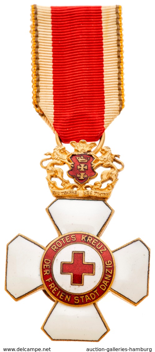 Orden & Ehrenzeichen: DANZIG; Vergoldetes Ehrenzeichen Des Roten Kreuzes 1.Modell Ohne Hakenkreuz (b - Other & Unclassified