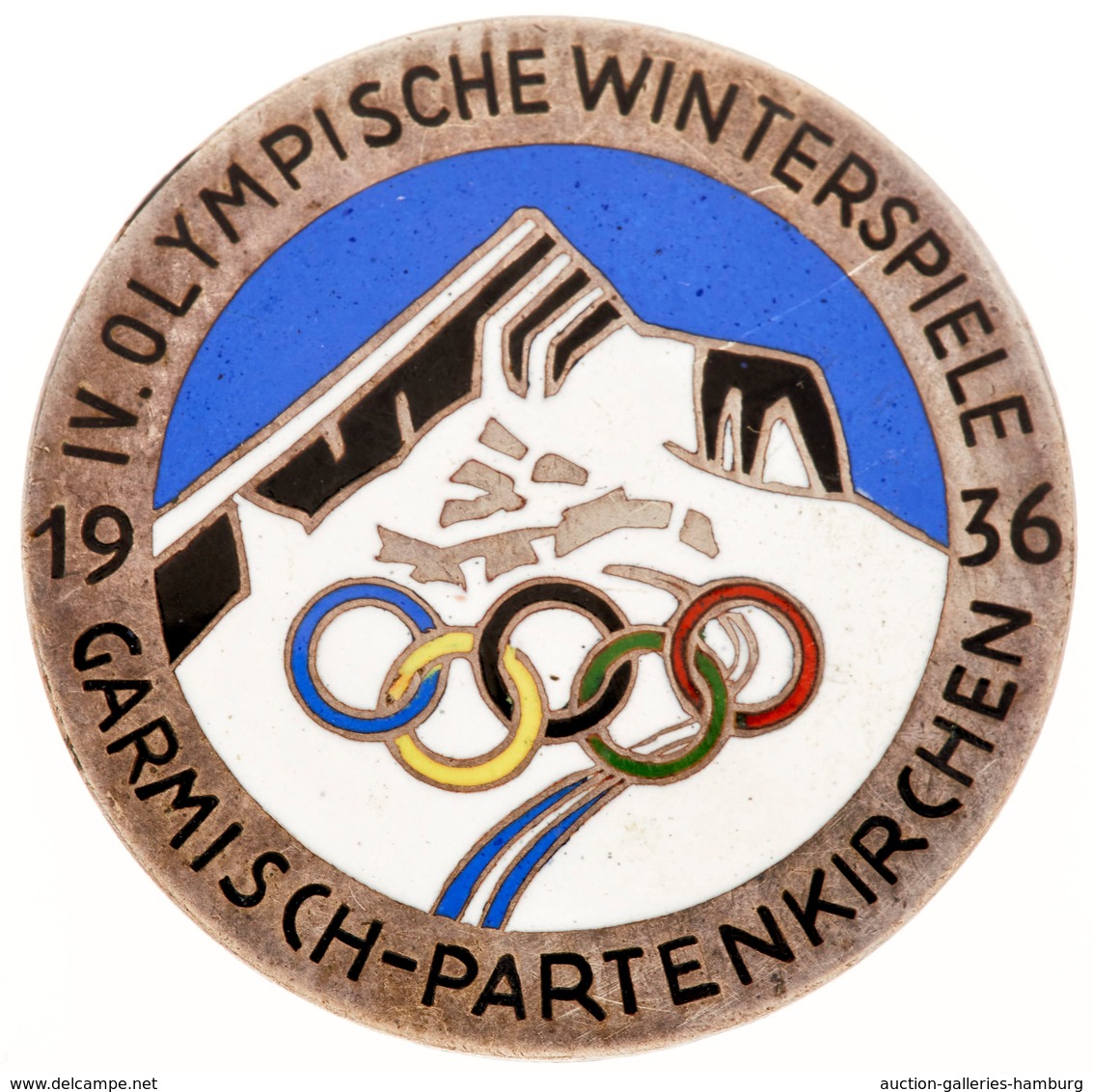 Orden & Ehrenzeichen: OLYMPISCHE SPIELE; 1936, Emaliertes Ansteckabzeichen Mit Text "IV.Olympische W - Other & Unclassified