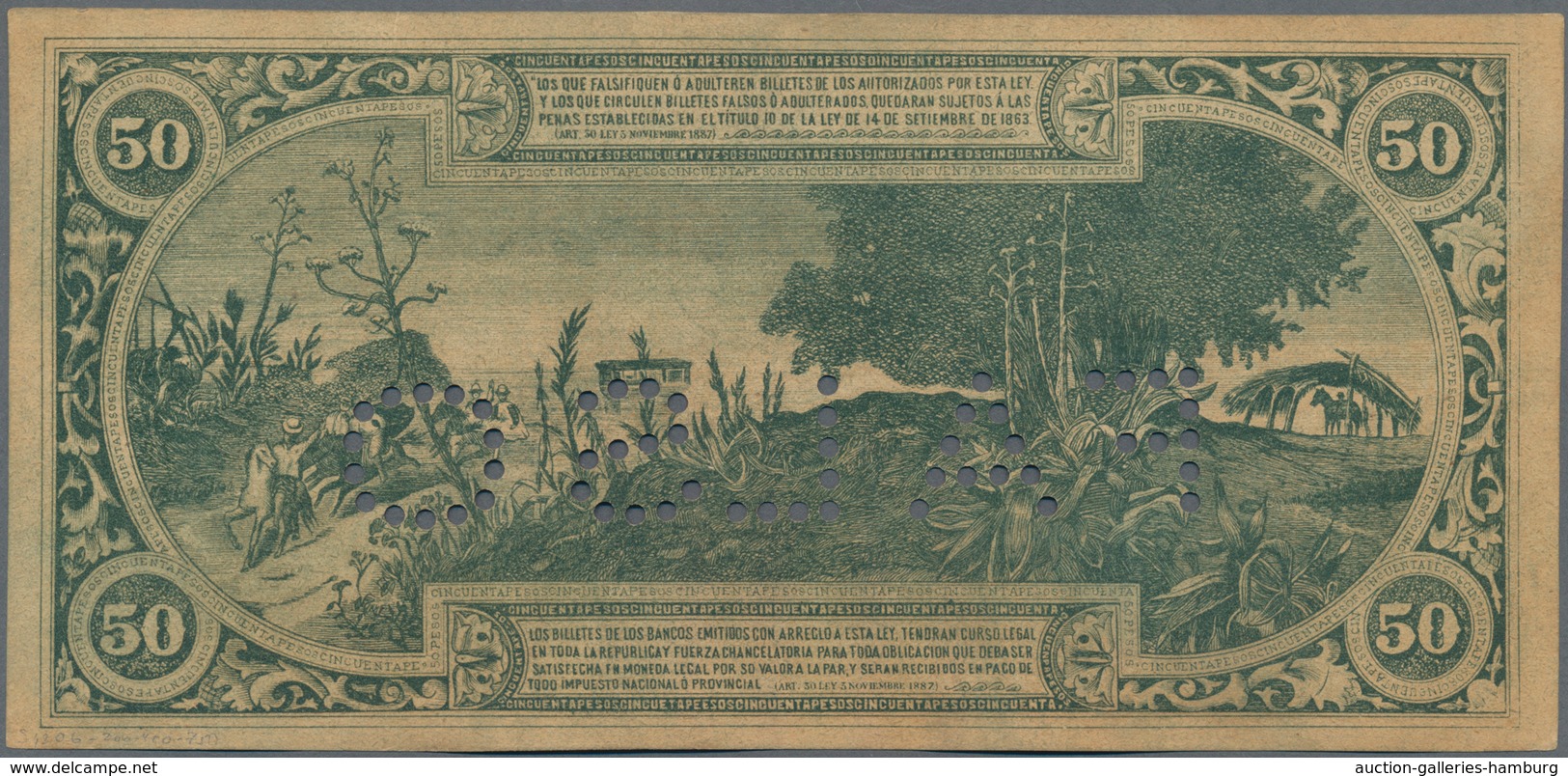 Argentina / Argentinien: Banco De La Provincia De Santiago Del Estero 50 Pesos 1888 Contemporary For - Argentina