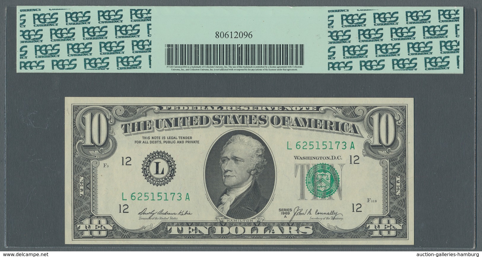 United States Of America: 1969, "Ten Dollar" Series A, Plate F 119 With Partial Double Printing Upsi - Sonstige & Ohne Zuordnung