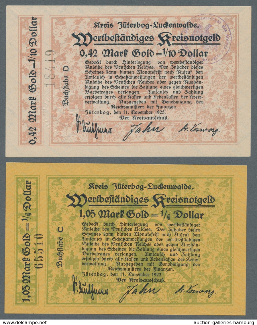 Deutschland - Notgeld - Berlin und Brandenburg: JÜTERBOG; 1923, Partie von 4 Notgeldscheinen des "Kr