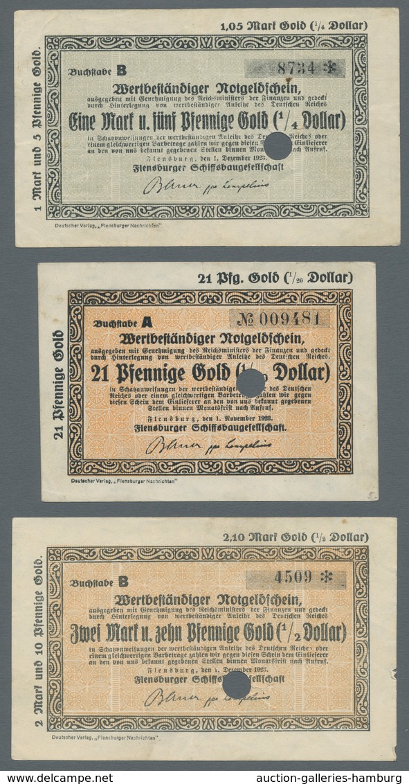 Deutschland - Notgeld - Schleswig-Holstein: FLENSBURG; 1923, Partie Mit Den Notgeldscheinen Der "Fle - [11] Emisiones Locales