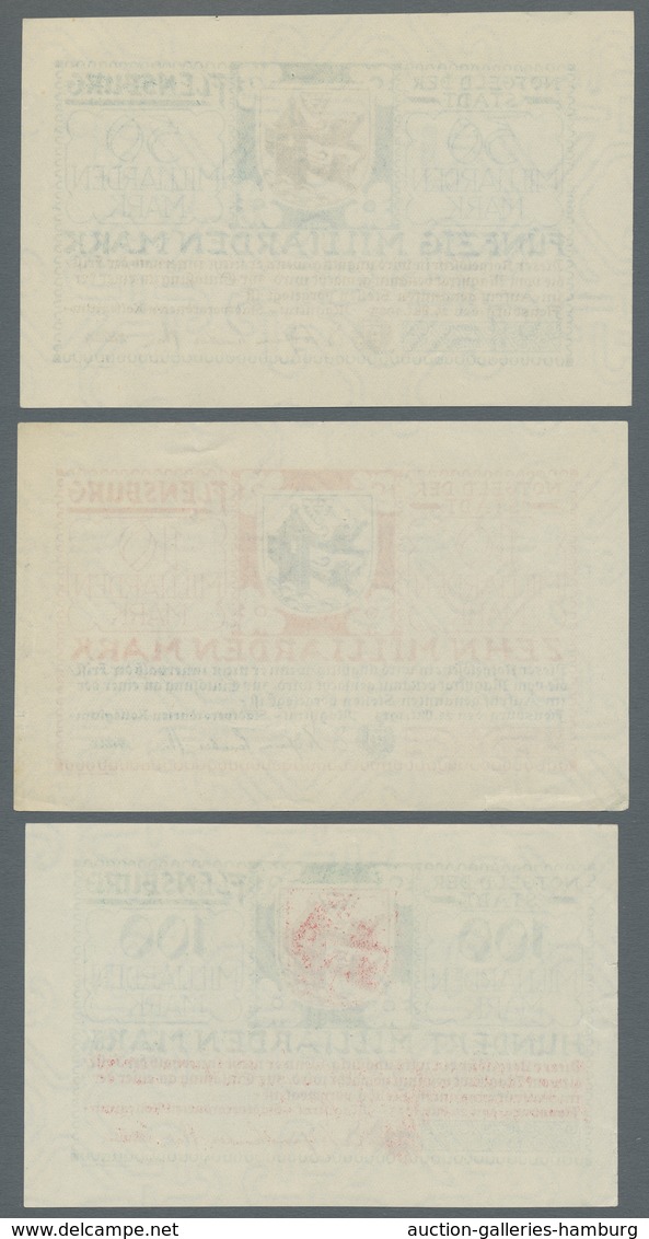 Deutschland - Notgeld - Schleswig-Holstein: FLENSBURG; 1923, Partie Mit Den Notgeldscheinen Der "Fle - [11] Local Banknote Issues