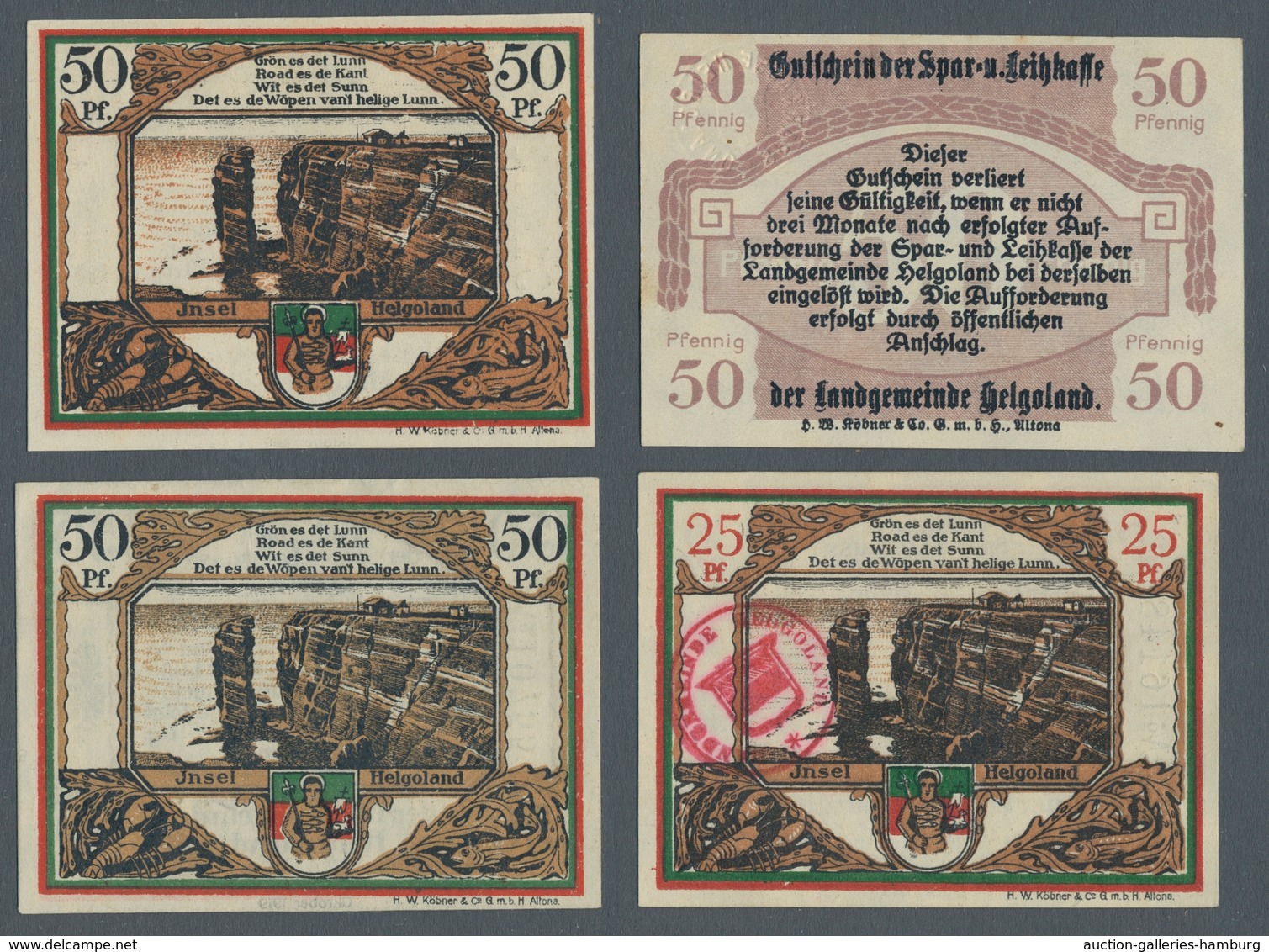 Deutschland - Notgeld - Schleswig-Holstein: HELGOLAND; 1919-1923, varianterreicher Bestand von etwa