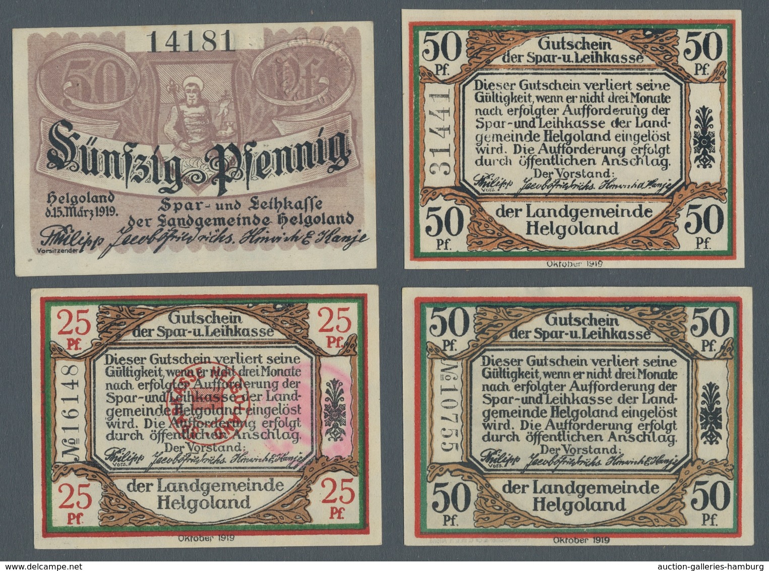 Deutschland - Notgeld - Schleswig-Holstein: HELGOLAND; 1919-1923, varianterreicher Bestand von etwa