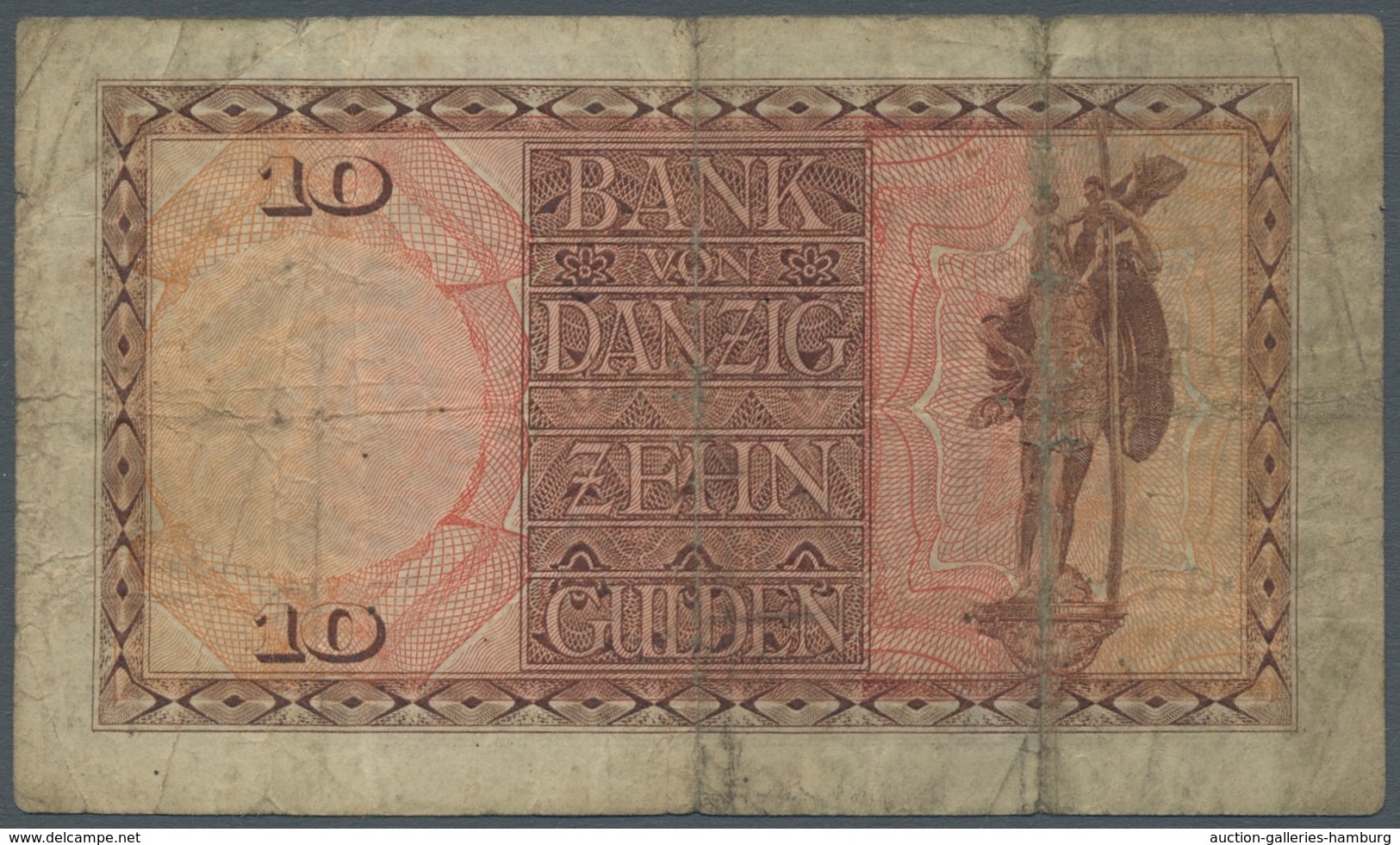 Deutschland - Notgeld - Ehemalige Ostgebiete: DANZIG; 1924, Banknote über 10 Gulden Der "Bank Von Da - Other & Unclassified