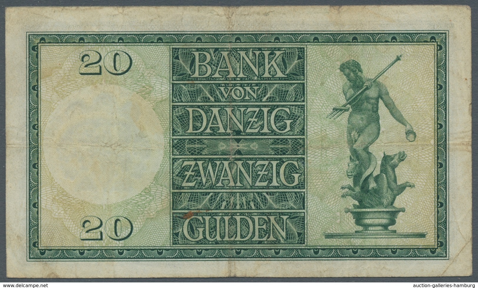 Deutschland - Notgeld - Ehemalige Ostgebiete: DANZIG; 1937, Banknote über 20 Gulden Der "Bank Von Da - Otros & Sin Clasificación