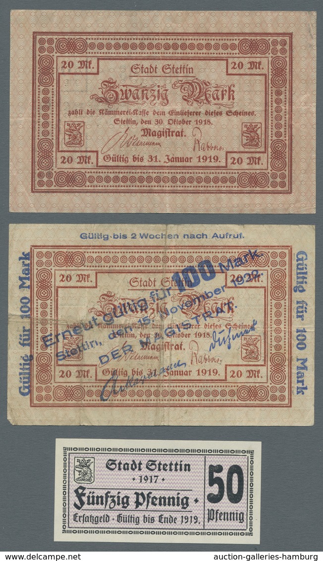 Deutschland - Notgeld - Ehemalige Ostgebiete: STETTIN; 1917-1923, Partie Von 29 überwiegend Verschie - Other & Unclassified