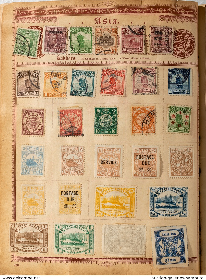 Alle Welt: 1840-1930 (ca.), Collection Used And Unused Housed In An Old Illustrated "Queen Postage S - Colecciones (sin álbumes)