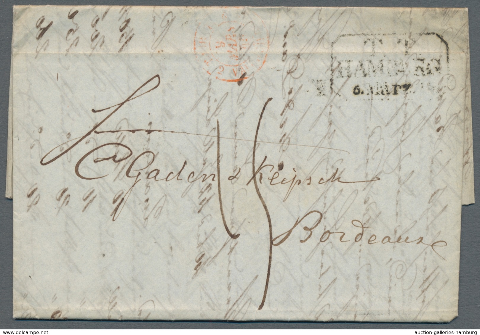 Hamburg - Marken Und Briefe: 1821-1865, Partie Mit 5 Vorphilabriefen, Davon 2 Vom Thurn Und Taxische - Hambourg