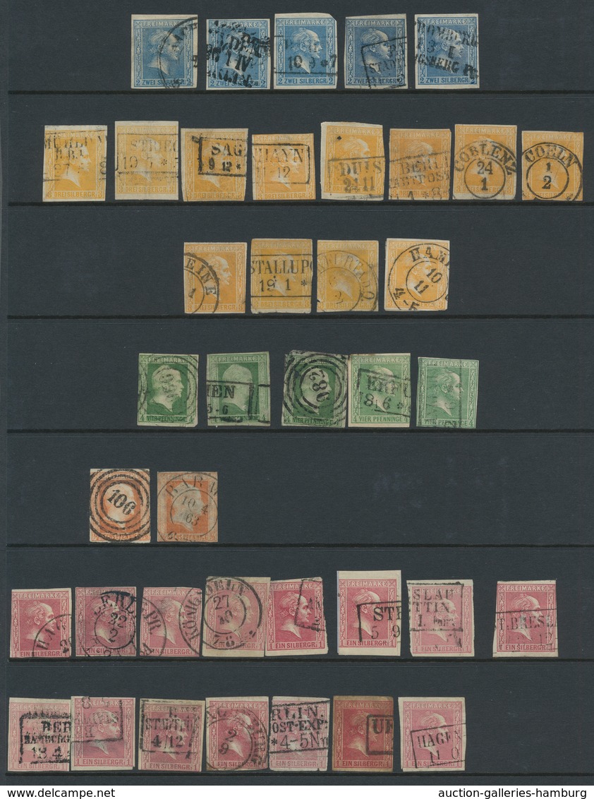 Preußen - Marken Und Briefe: 1850-1860, Ansprechende Gestempelte Dublettenpartie Preußen Nur Kopfaus - Otros & Sin Clasificación