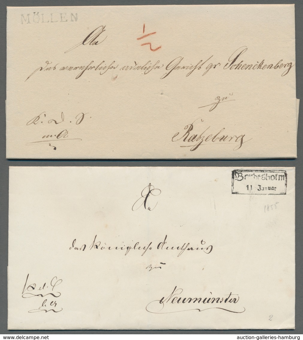 Schleswig-Holstein - Vorphilatelie: 1836-1864, Partie Von 3 Vorphilabriefen Mit Dem Rahmenstempel "B - Precursores