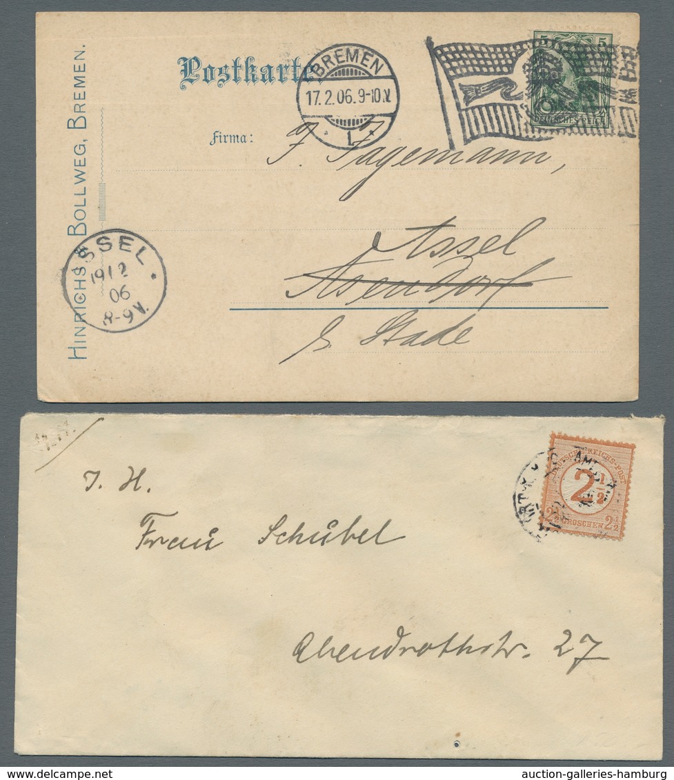 Deutsches Reich: 1873-1944, Sammlung von über 80 Belegen in einem Album mit u.a. Bedarf, Feldpost 1.