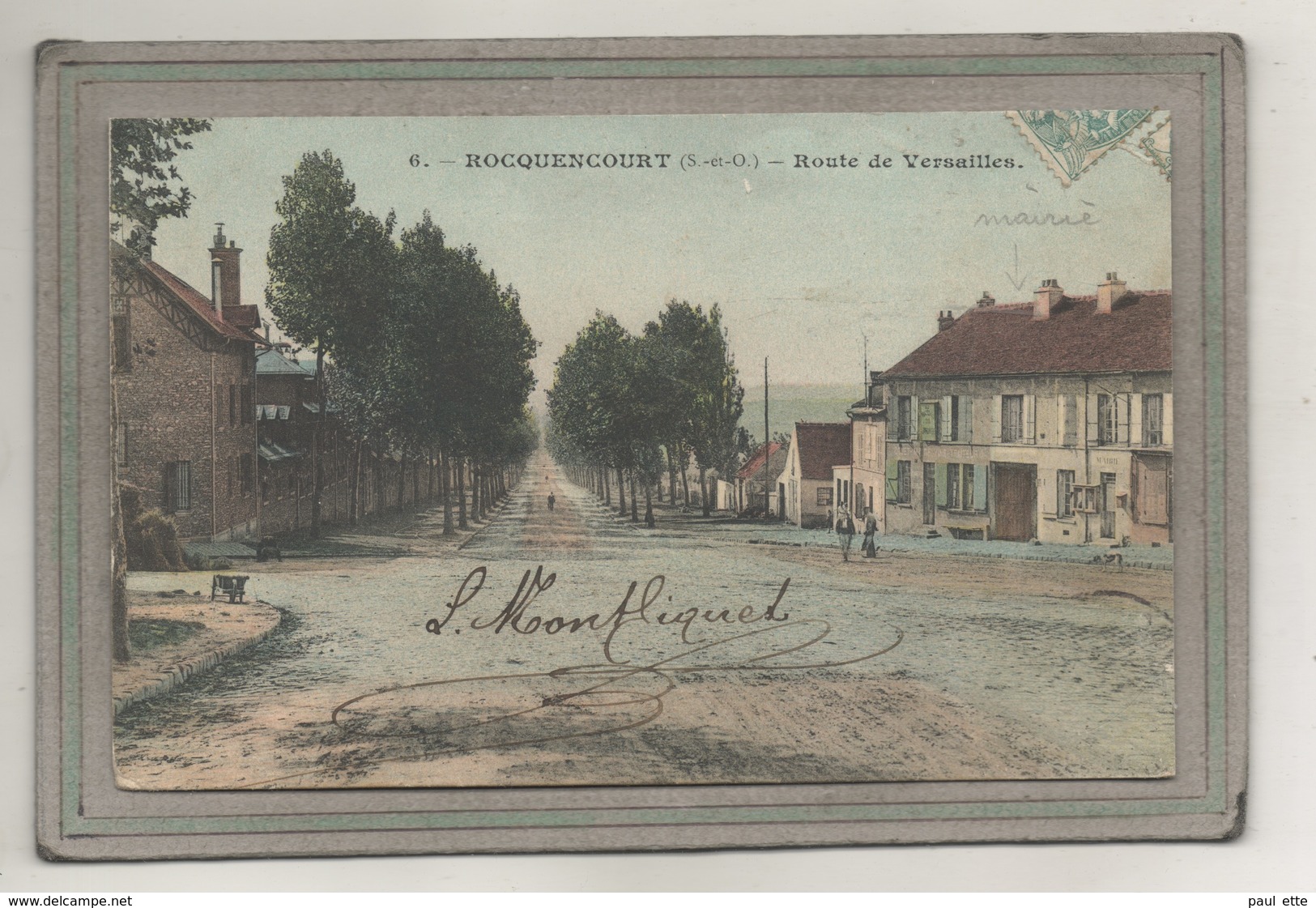 CPA - (78) ROCQUENCOURT- Aspect De La Mairie Au Carrefour De La Route De Versailles En 1910 - Carte Colorisée - Rocquencourt