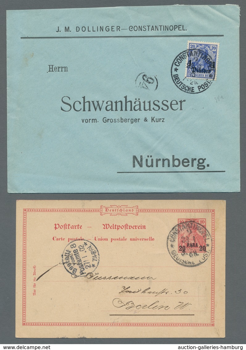 Deutsche Post In Der Türkei: 1899-1913, Partie Von 13 Belegen, Darunter 4 Briefe Davon 2 Als Einschr - Turquia (oficinas)