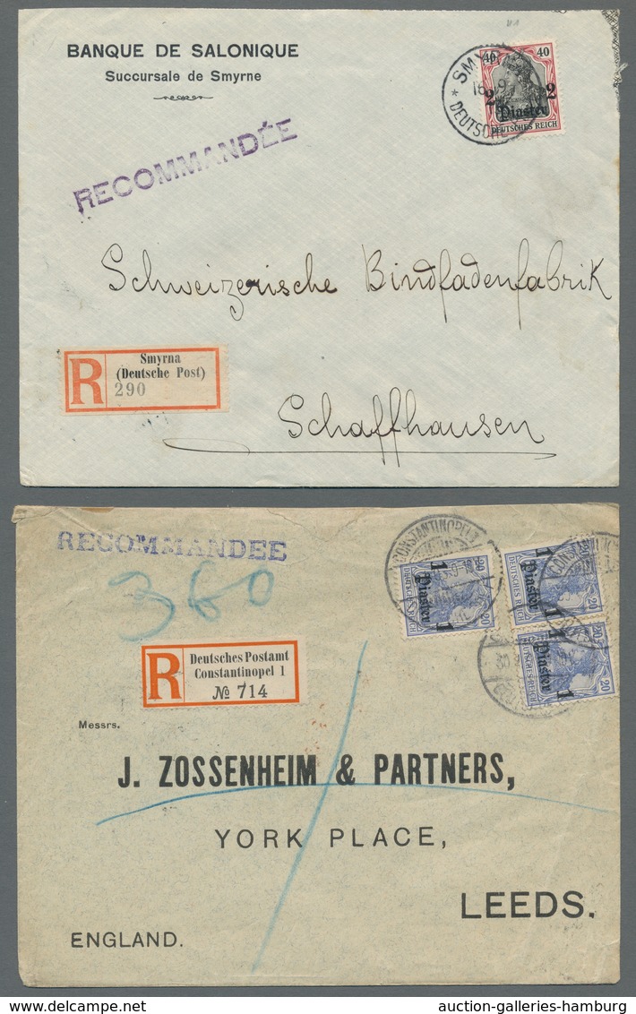 Deutsche Post In Der Türkei: 1899-1913, Partie Von 13 Belegen, Darunter 4 Briefe Davon 2 Als Einschr - Turquia (oficinas)