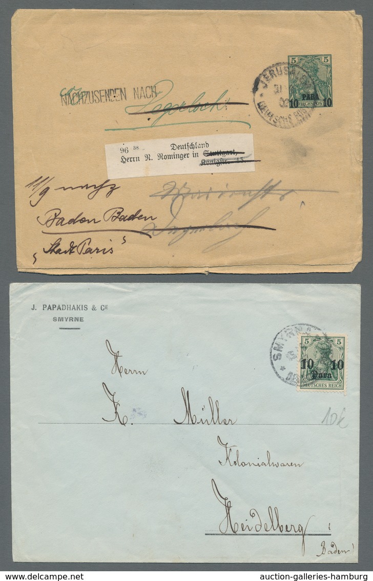 Deutsche Post in der Türkei: 1899-1913, Partie von 13 Belegen, darunter 4 Briefe davon 2 als Einschr