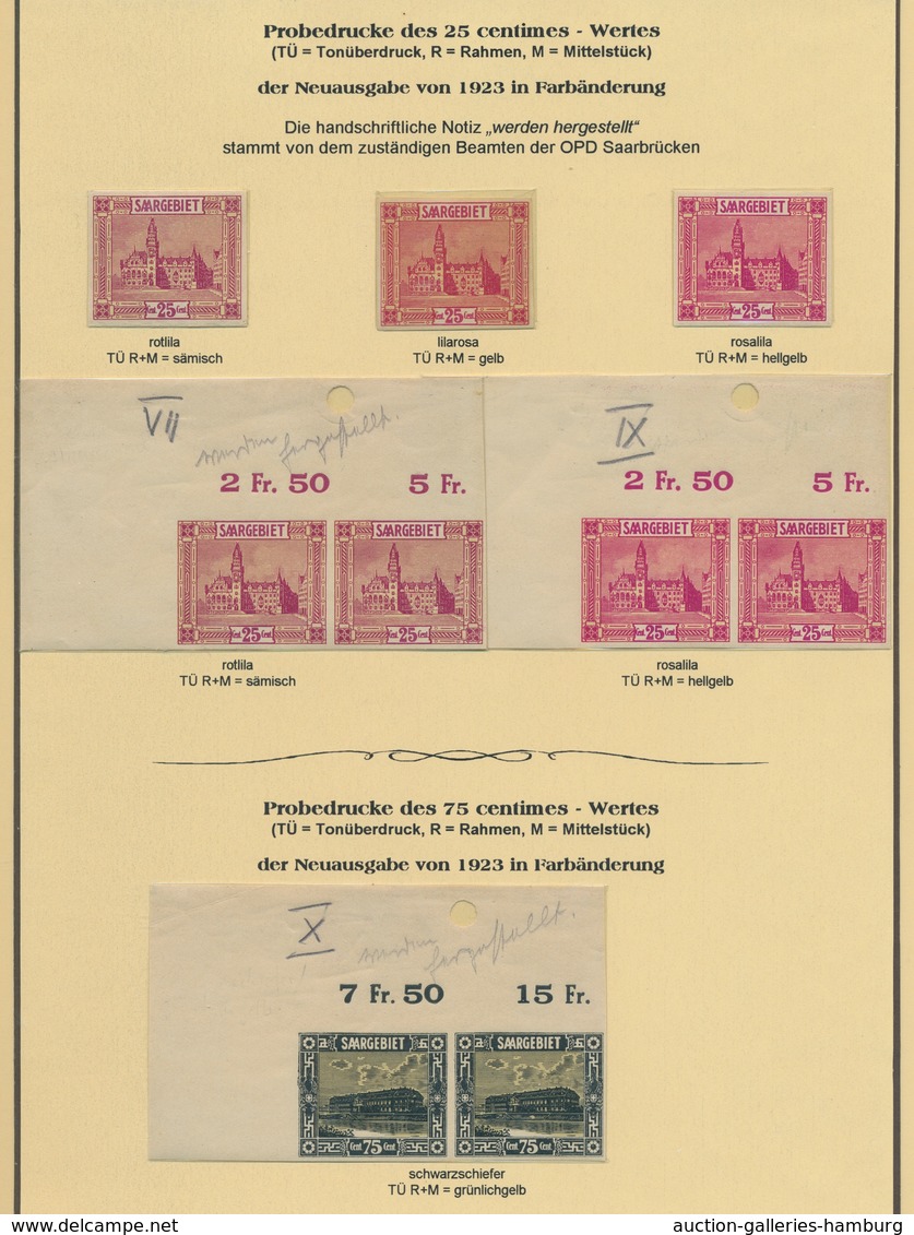 Deutsche Abstimmungsgebiete: Saargebiet: 1922, "Landschaftsbilder III Und IV Als Probedrucke", Außer - Cartas & Documentos
