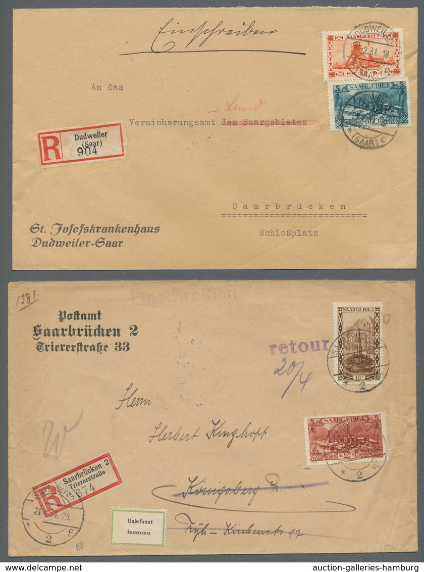 Deutsche Abstimmungsgebiete: Saargebiet: 1927-1934, Partie Von Etwa 110 Belegen Welche Mit Werten De - Cartas & Documentos