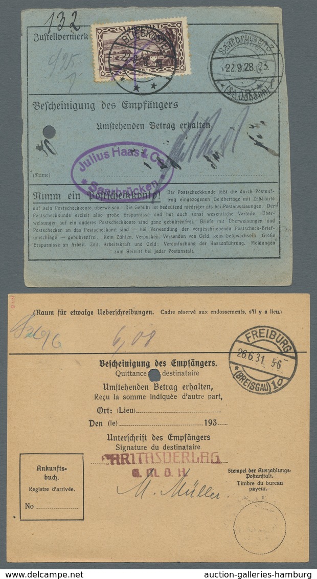 Deutsche Abstimmungsgebiete: Saargebiet: 1927-1934, Partie von etwa 110 Belegen welche mit Werten de