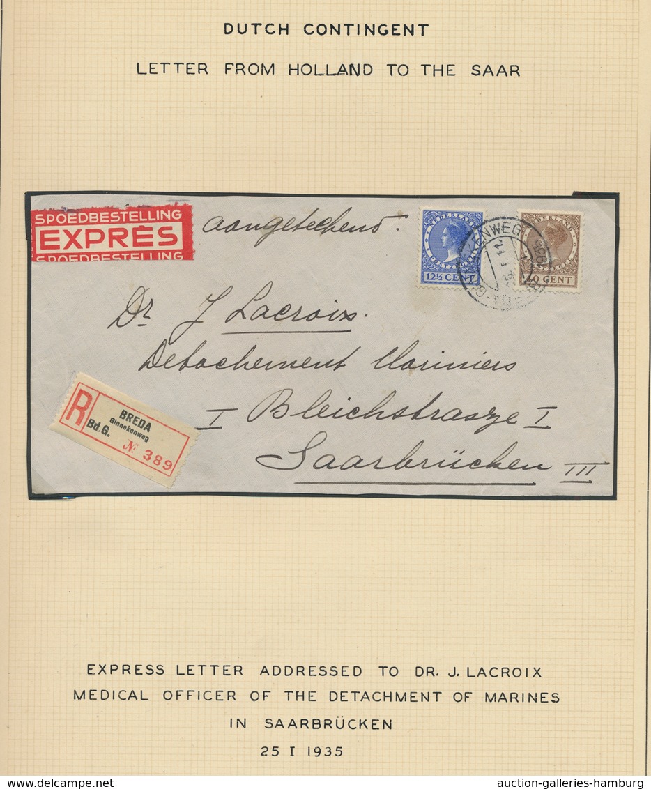 Deutsche Abstimmungsgebiete: Saargebiet - Feldpost: 1935, "Feldpost Der Abstimmungstruppen", Eindruc - Covers & Documents