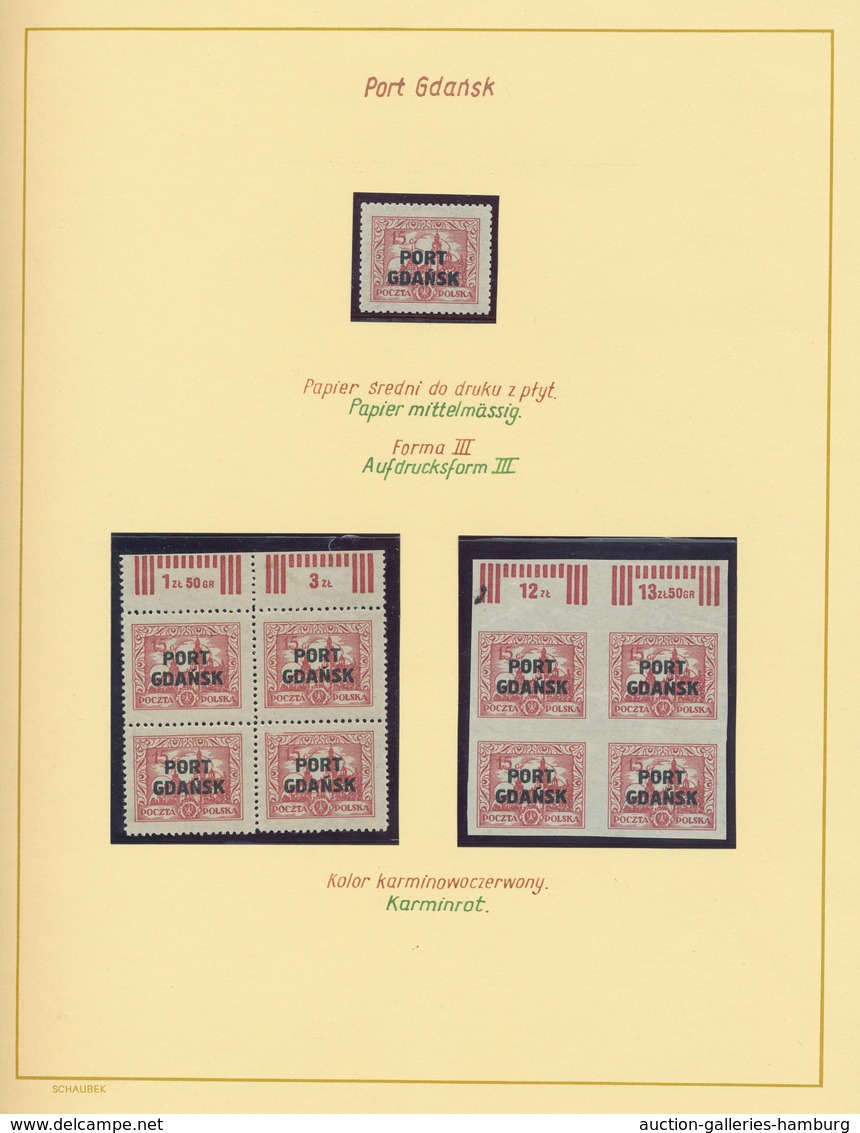 Danzig - Polnische Post (Port Gdansk): 1920/1938, umfangreiche Studiensammlung aller Ausgaben mit ei