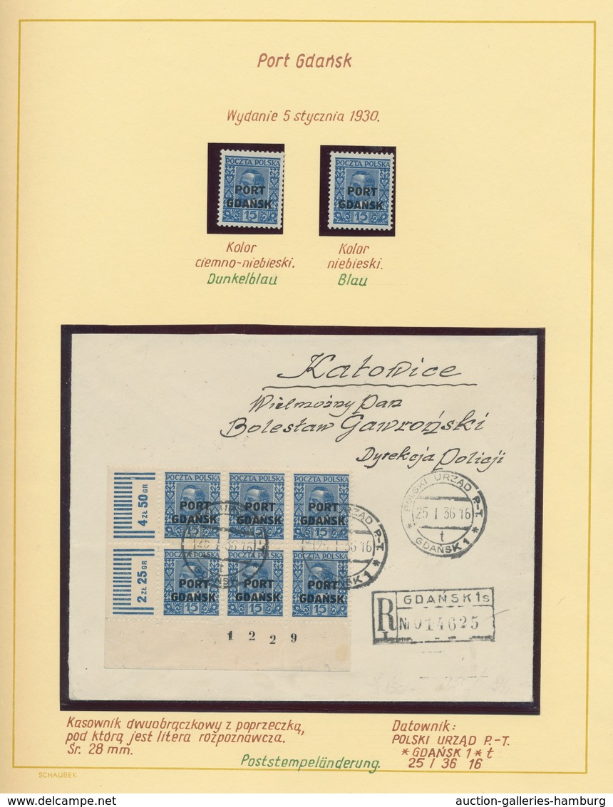 Danzig - Polnische Post (Port Gdansk): 1920/1938, umfangreiche Studiensammlung aller Ausgaben mit ei