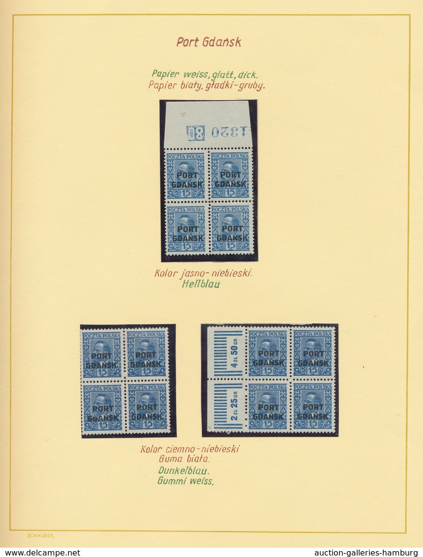 Danzig - Polnische Post (Port Gdansk): 1920/1938, umfangreiche Studiensammlung aller Ausgaben mit ei