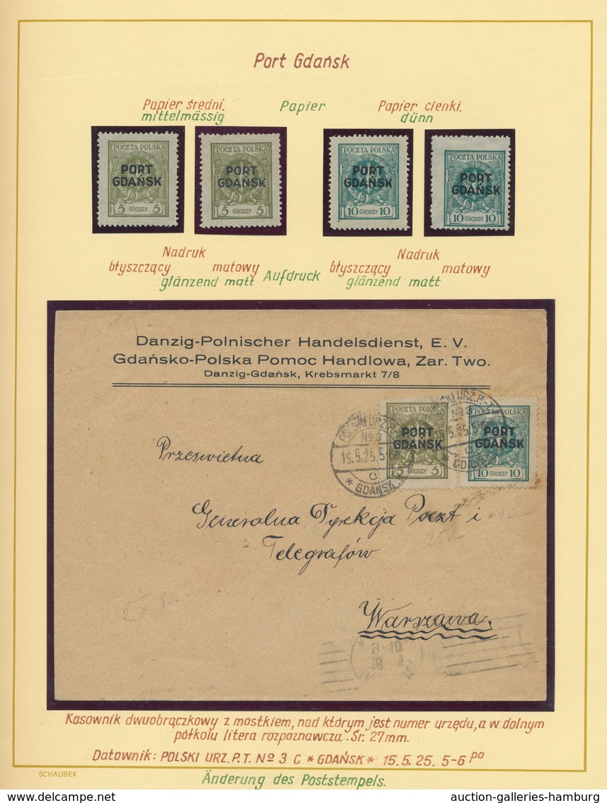 Danzig - Polnische Post (Port Gdansk): 1920/1938, umfangreiche Studiensammlung aller Ausgaben mit ei
