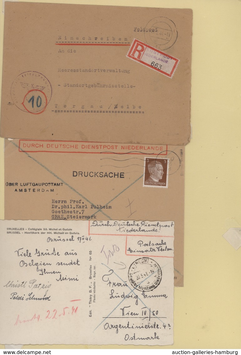 Deutsche Besetzung II. WK: 1940/1945, Umnfangreicher Posten "DEUTSCHE DIENSTPOST NIEDERLANDE" Mit Ca - Occupation 1938-45