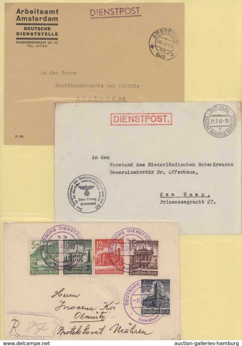 Deutsche Besetzung II. WK: 1940/1945, Umnfangreicher Posten "DEUTSCHE DIENSTPOST NIEDERLANDE" Mit Ca - Occupation 1938-45