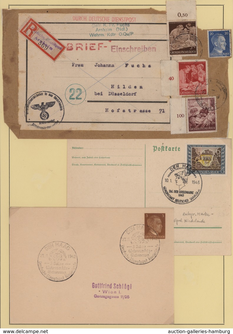 Deutsche Besetzung II. WK: 1940/1945, Umnfangreicher Posten "DEUTSCHE DIENSTPOST NIEDERLANDE" Mit Ca - Occupation 1938-45